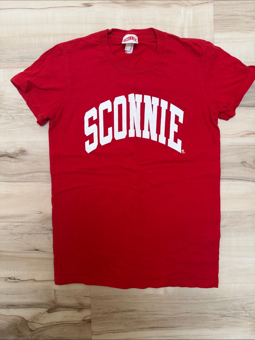 SCONNIE Red Graphic Tee with White Print